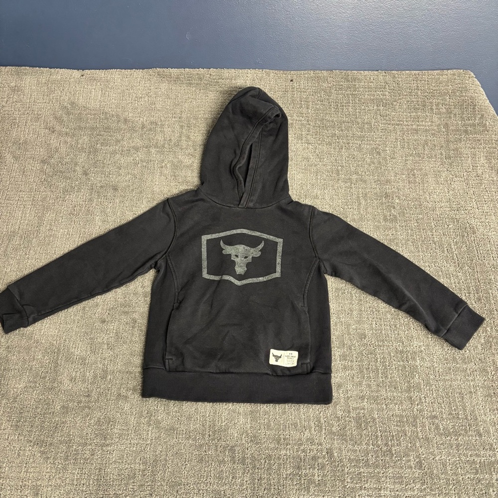 Under Armor The Rock Kids Black Hoodie with Bull Design
